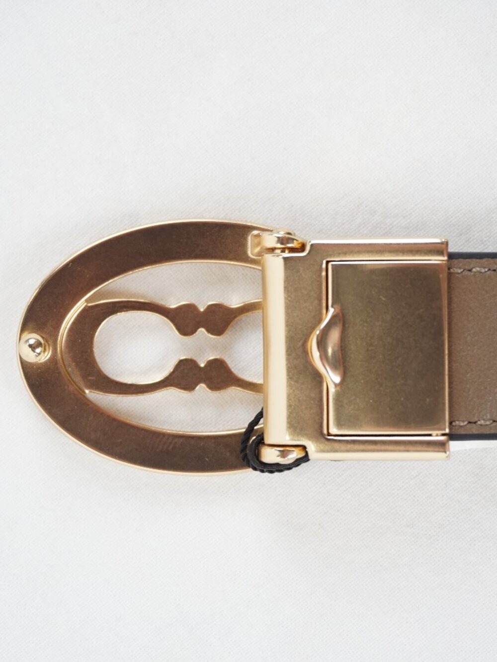 Coach Buckle Cut-To-Size Calf Leather Belt 25mm In Navy Blue/Brown (NWT) - Picture 5 of 11